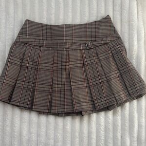 Altar'd State Checkered Mini Skirt with Buckle